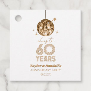 Disco Cheers 60 Years Wedding Anniversary Party Favour Tags