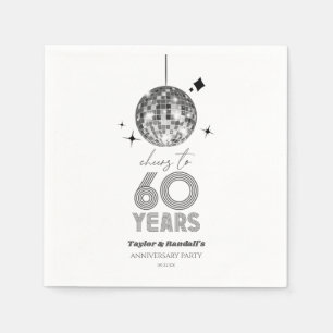 Disco Cheers 60 Years Wedding Anniversary Party Napkin