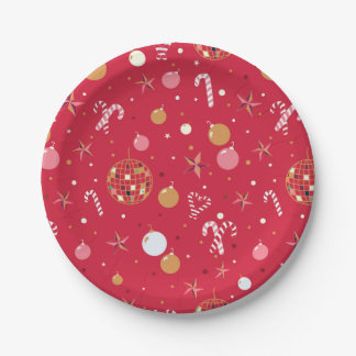 Disco Christmas Party in Red Paper Plate