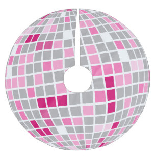 Disco Christmas Pink and Red Disco Ball  Brushed Polyester Tree Skirt