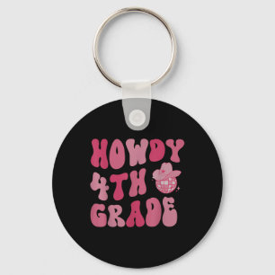 Disco Cowboy Howdy 4th Grade Teacher Western Back Keychain