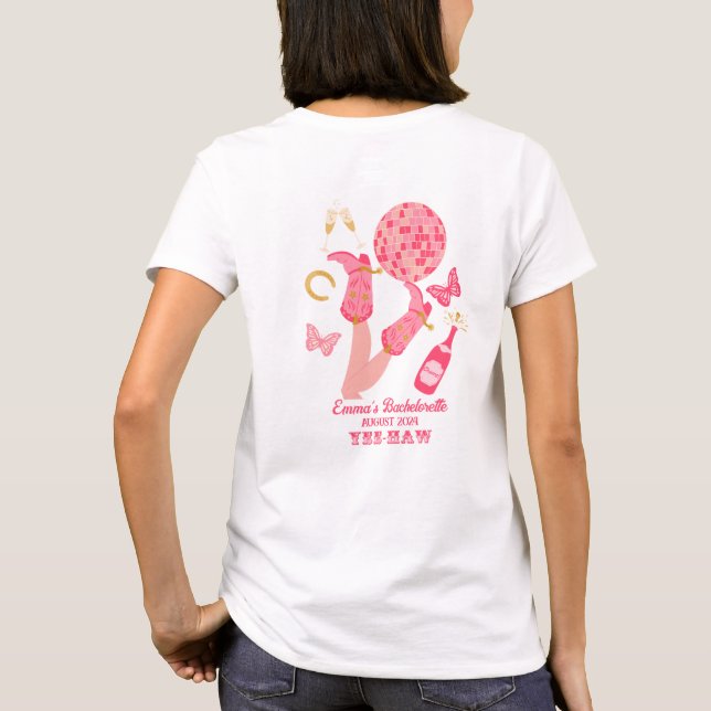 Disco Cowgirl Bachelorette Party T-Shirt (Back)