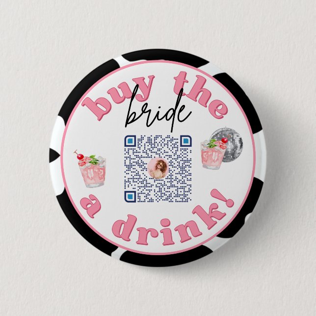 Disco Cowgirl Bachelorette Party Venmo QR Code Pin (Front)