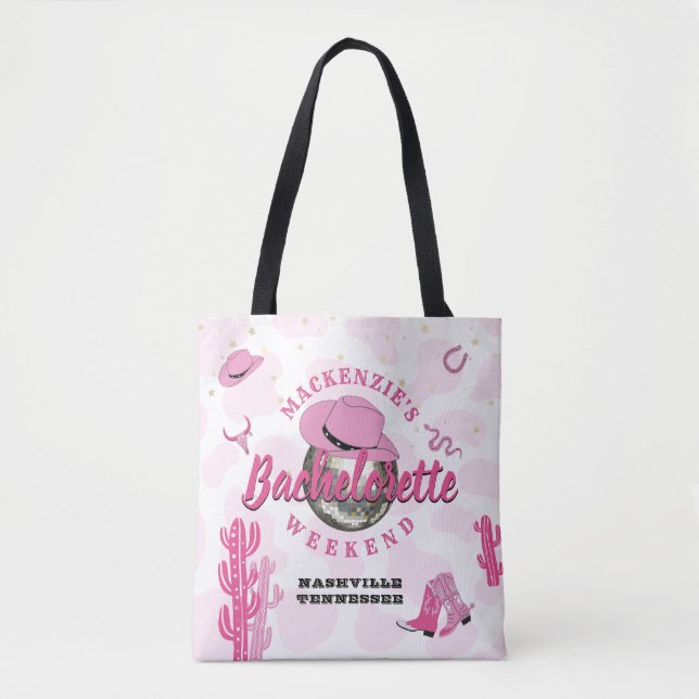 Disco Cowgirl Bachelorette Weekend Party Tote Bag (Front)