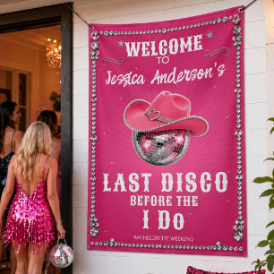 Disco Cowgirl Bachelorette Welcome Banner Pink