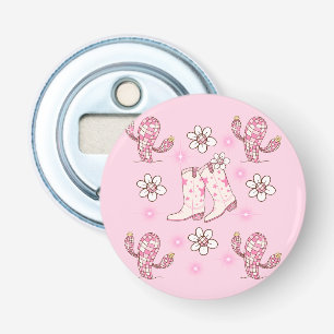 Disco Cowgirl Boot Cactus and Flowers Bottle Opener