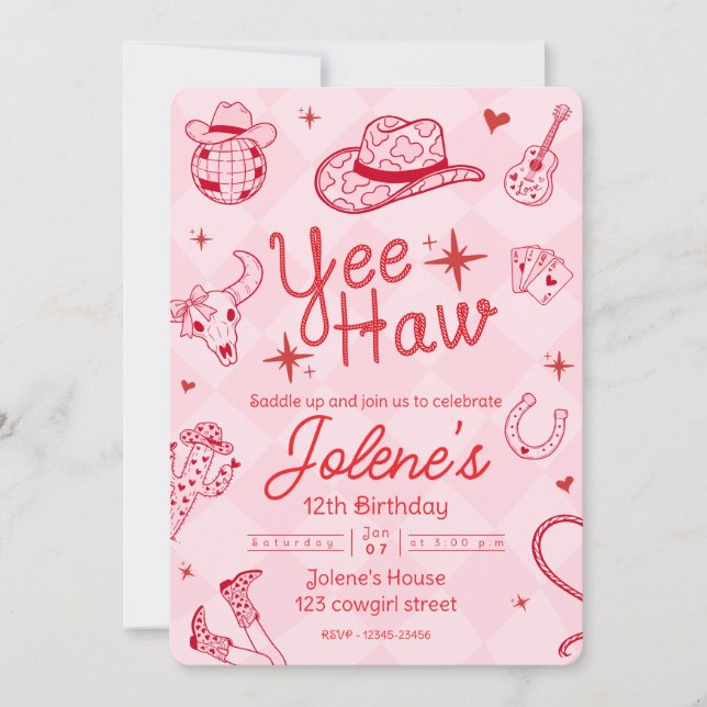 Disco Cowgirl Invitation (Devant)