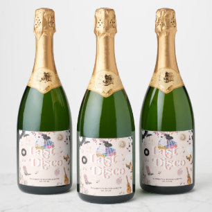 Disco Cowgirl Nashville Pink Rodeo   Bachelorette  Sparkling Wine Label