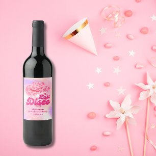 Disco Cowgirl Pink Rodeo Bachelorette Party Wine Label