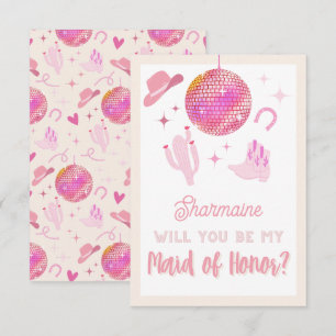 Disco Cowgirl Rodeo Will you be my Maid of Honour Enclosure Card