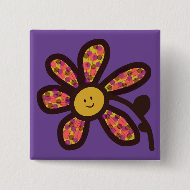 Disco daisy 2 inch square button (Front)