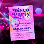 Disco dance any age birthday party  invitation<br><div class="desc">Retro 70's Disco Ball Party invitation featuring sparkle pink and purple balls over a glittery background.           Suitable for a trendy modern retro themed birthday celebration.</div>