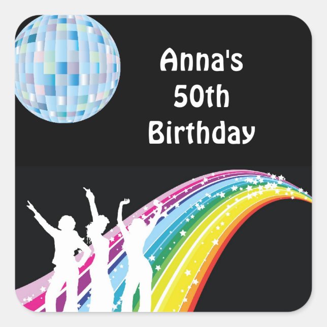 Disco Dance Birthday Party Favour Labels (Front)