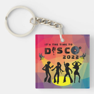 Disco dance floor retro multicolor celebration   keychain