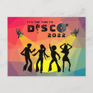 Disco dance floor retro multicolor celebration postcard