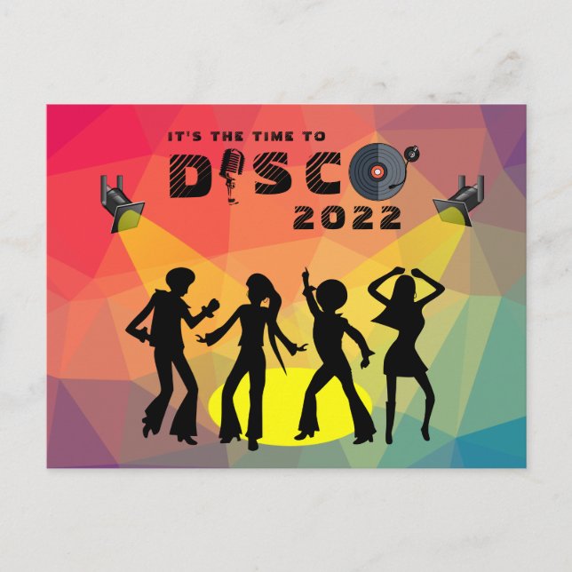 Disco dance floor retro multicolor celebration  postcard (Front)