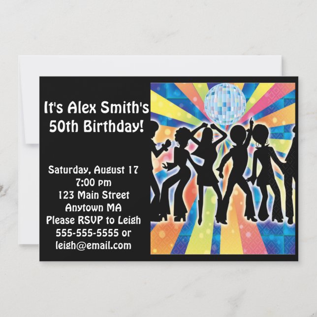 Disco Dance Kid Invitation d'anniversaire adulte (Devant)