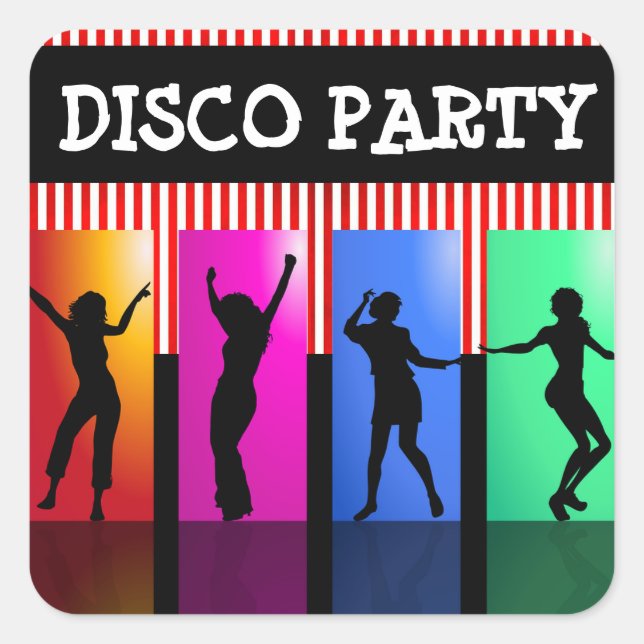 Disco Dancing 70s Themed  Birthday Party Stickers (Front)