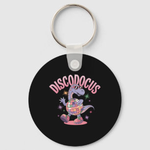 Disco Dancing Dinosaur Diplodocus Dino Funny 70s D Keychain