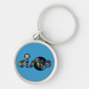Disco Dancing Mirrored Ball and Vinyl Record Keychain