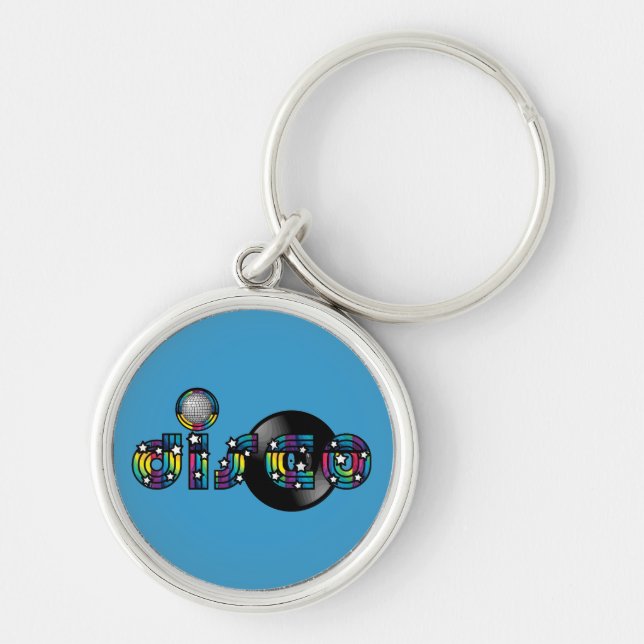 Disco Dancing Mirrored Ball and Vinyl Record Keychain (Front)