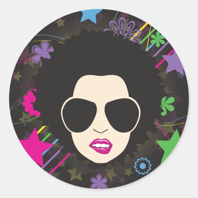 Disco ~ Disco Queen Funky 1980s 80s Music Classic Round Sticker (Front)