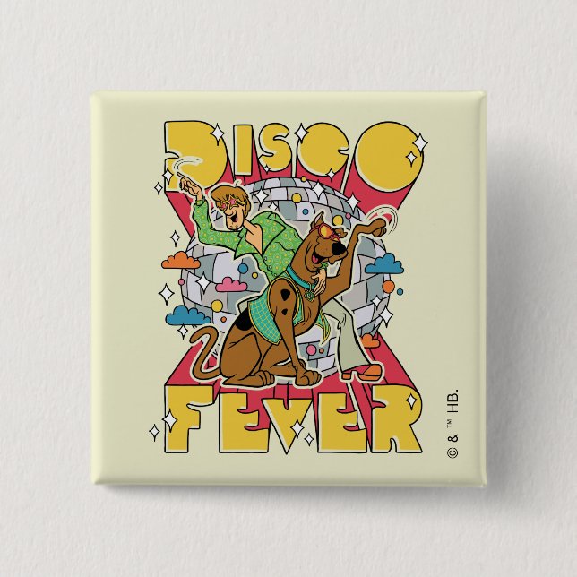 Disco Fever with Scooby and Shaggy 2 Inch Square Button (Front)
