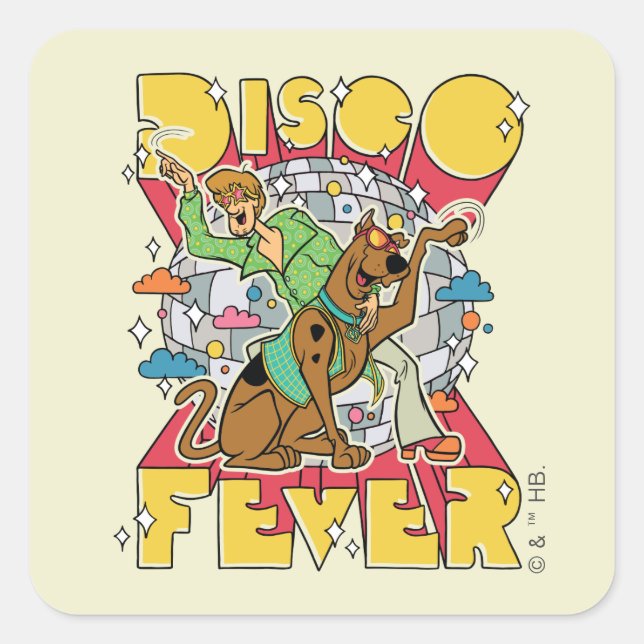Disco Fever with Scooby and Shaggy Square Sticker (Front)