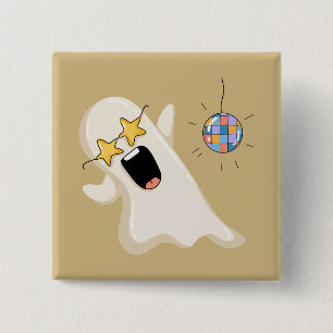 Disco Ghost with Star Glasses 2 Inch Square Button