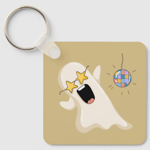 Disco Ghost with Star Glasses Keychain