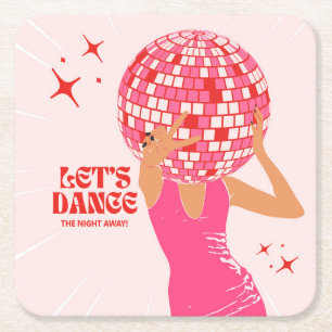 Disco Girl Square Paper Coaster