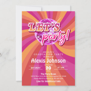 Disco Graduation Invitation (Pink)