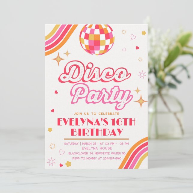 Disco Groovy Party Invitation (Standing Front)