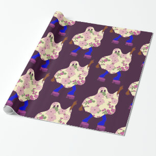 disco halloween african floral ghost wrapping paper