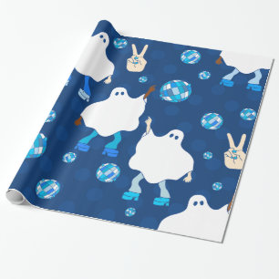 disco halloween african ghost blue wrapping paper