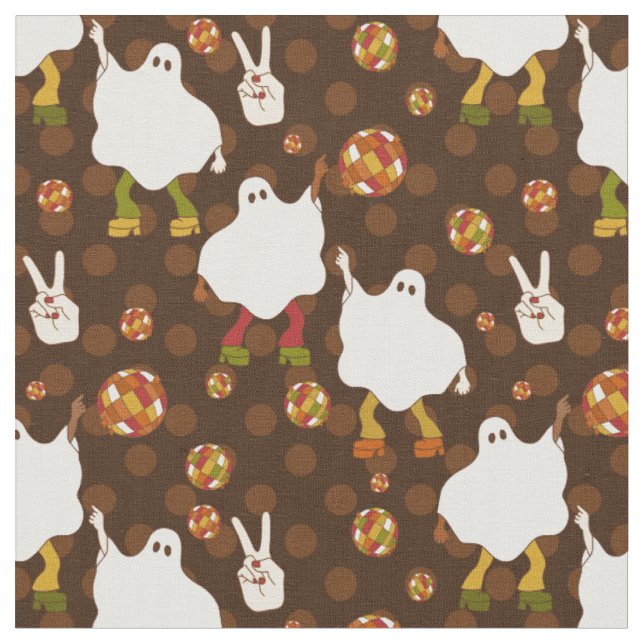 disco halloween african ghost brown fabric (Close Up)