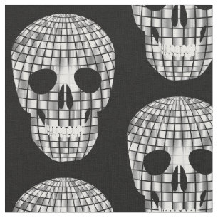 disco halloween mirror ball skull  fabric