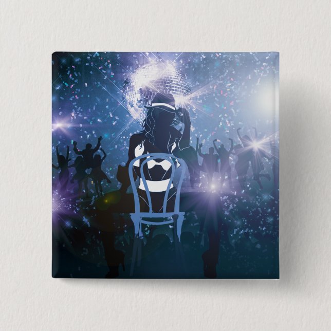 Disco Heartbeat 2 Inch Square Button (Front)