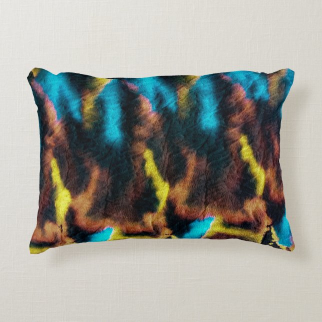 Disco Ikat Pattern. Colored Dirty Art Background.  Accent Pillow (Front)