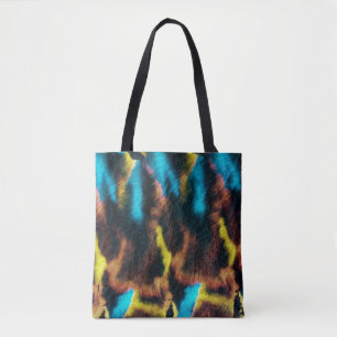 Disco Ikat Pattern. Colored Dirty Art Background.  Tote Bag