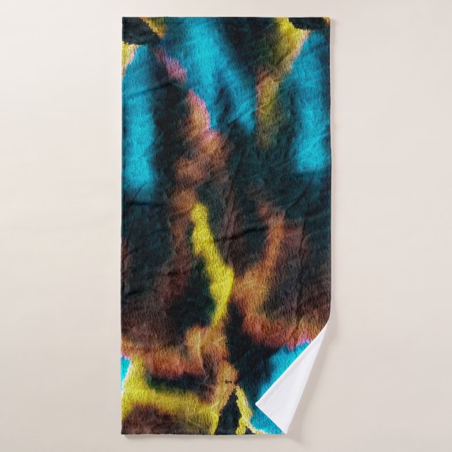 Disco Ikat Pattern. Coloured Dirty Art Background. Bath Towel (Bath Towel)