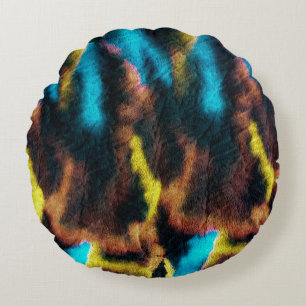 Disco Ikat Pattern. Coloured Dirty Art Background. Round Pillow
