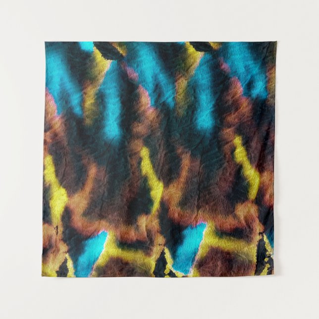 Disco Ikat Pattern. Coloured Dirty Art Background. Tapestry (Front)
