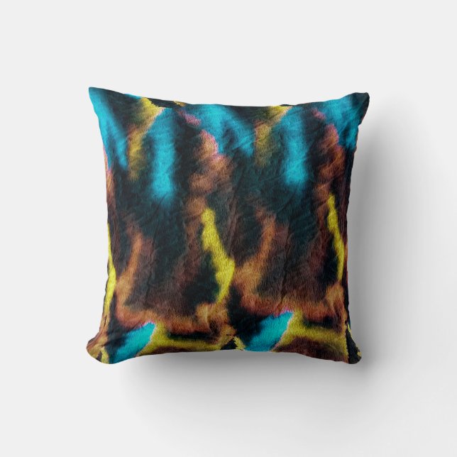Disco Ikat Pattern. Coloured Dirty Art Background. Throw Pillow (Front)