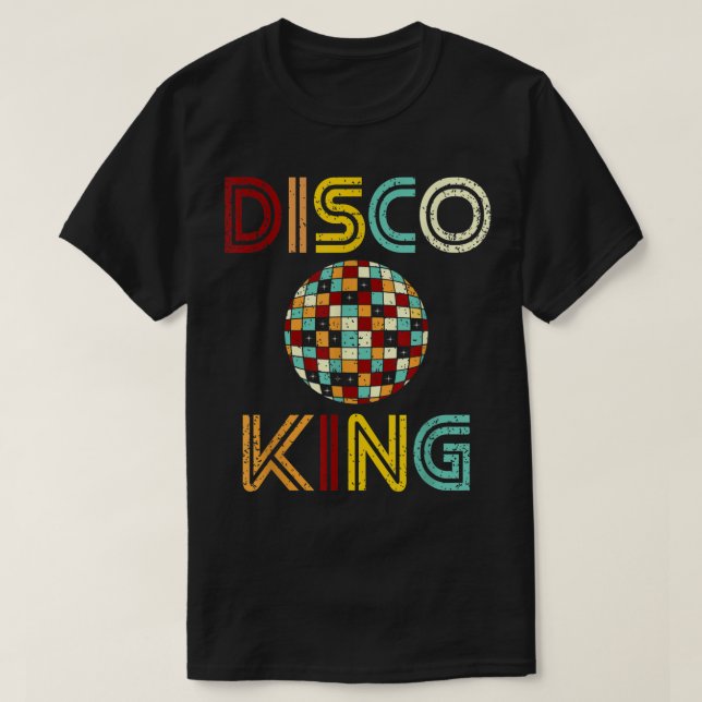Disco King Mens Distressed Dance 70s 80s T-Shirt (Design Front)
