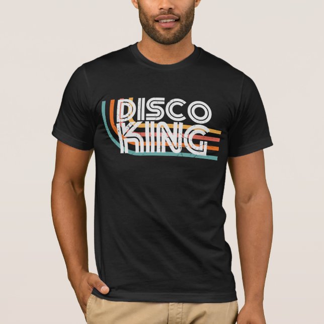 Disco king retro rainbow white text T-Shirt (Front)