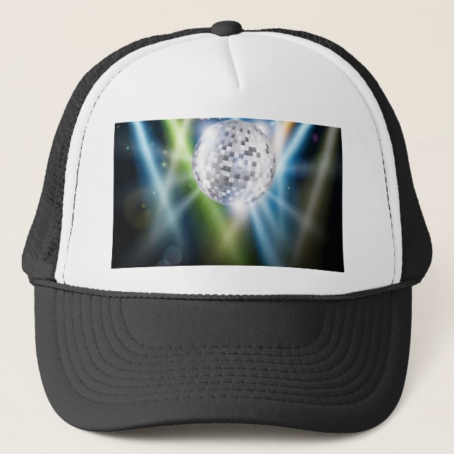 Disco mirror ball background trucker hat (Front)