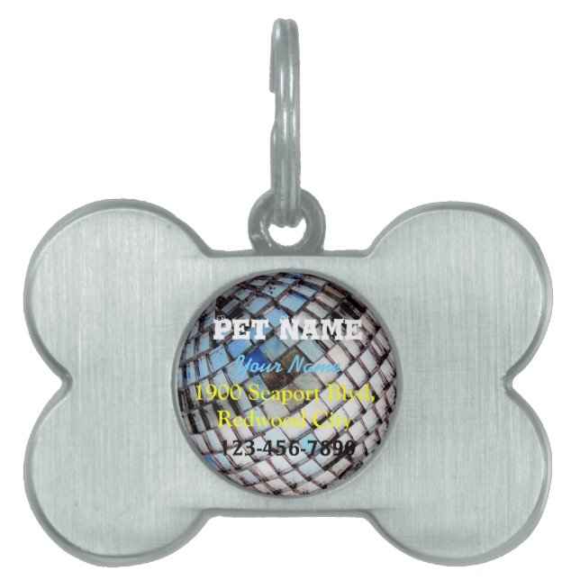 Disco Mirror Ball Pet Tag (Front)