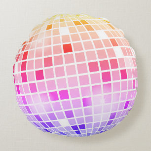 Disco Mirror Ball Retro 70s Colorful Round Pillow