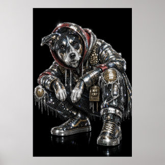 Disco Mosaic Dog Poster | Modern Wall Art for Dog